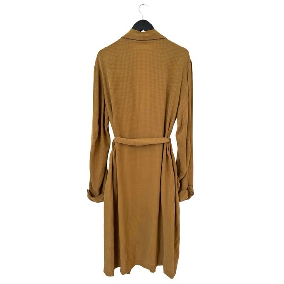 Gucci 1970s Vintage Men’s 52 Silk Robe Long Line Tonal Micro Logo Amber Tan - Picture 2 of 11